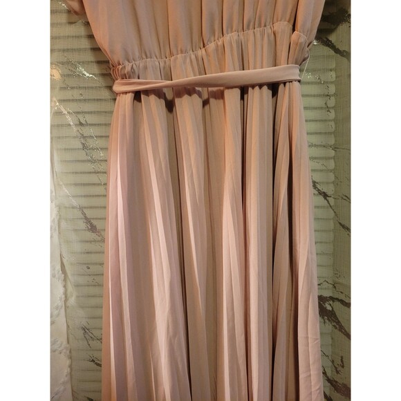 Large H&M Pintuck Pleated Dress Pink Blush Preppy Flutter Swiftie Taylor Raglan - Picture 6 of 9